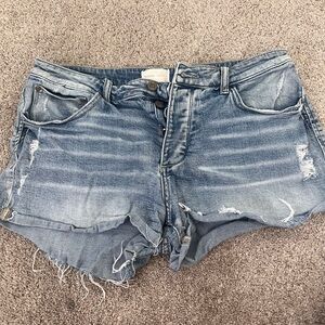 Gilded Intent Blue Distressed Jean Shorts